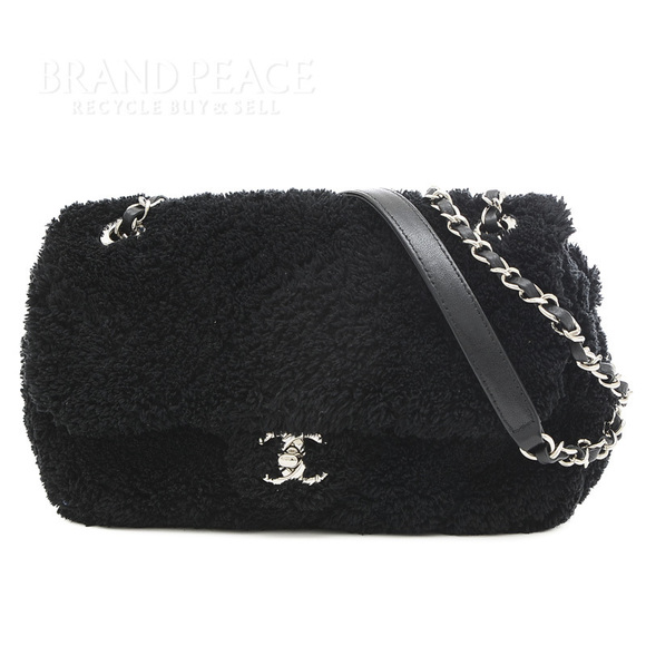 Chanel Matelasse Pile W Chain Shoulder Bag Black - Picture 1 of 11